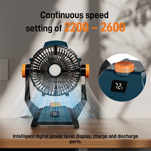 Ventilateur de camping solaire double rechargeable grande capacité 10000 mAh, système d'énergie solaire hors réseau, vitesse réglable à l'infini, haute performance - Product Image 2