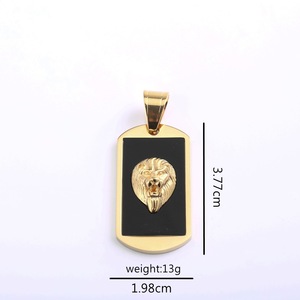 Stainless Steel Lion Pendant Necklace Black Enamel Gold Tone <b>Dog</b> <b>Tag</b> <b>For</b> <b>Men</b> Women Gift Jewelry - Product Image 5