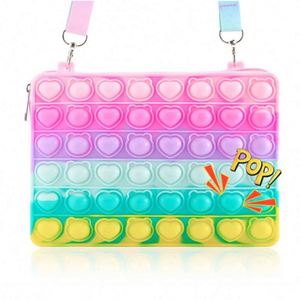 กระเป๋าใส่เหรียญซิลิโคนแบบพกพาพร้อมพวงกุญแจ PVC ซิปเล็ก ของเล่นบับเบิ้ลฟิดเจ็ต ของเล่นแปลกใหม่และของเล่นตลกสำหรับเด็ก - Product Image 1