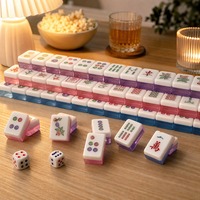 Tuiles de Mahjong Américain en Acrylique Transparent Couleur Gelée – Ensemble de 166 Tuiles Gravées au Laser à Coins Arrondis