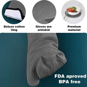 <b>Silicone</b> Printed Oven Mitts Heat-Resistant Cooking Gloves for Barbecue Grill and <b>Baking</b> Ambient Mittens for Kitchen Use - Product Image 4