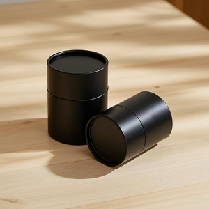 Groothandel Zwarte Kleur Custom Logo Papieren Buis Cilinderdozen Voor Parfum Koffie Glazen Verpakking Voor Cadeau Geven - Product Image 4