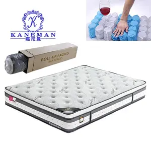 Fábrica personalizada luxo colchon matelas rainha Tamanho 7 Zona látex colchão bolso primavera 25cm roll up híbrido Cama Colchão Hotel