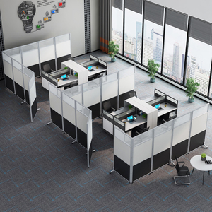 Muebles de oficina modulares modernos, cubículos de oficina altos, estación de trabajo de partición de madera, pared de partición de vidrio hecha en China para la escuela - Product Image 1