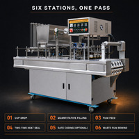 Machine automatique de remplissage et de scellage de petites tasses, 3600 tasses par heure, pour capsules de café, yaourt, gelée, industrie alimentaire