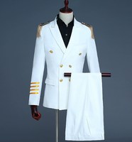 Costume de marin bleu marine pour homme, veste de costume, veste de fanfare à franges, uniforme pour adulte, veste + pantalon
