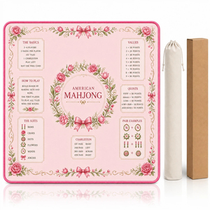 Tapete de Mahjong de Lujo Color Rosa Coquette con Cinta, Tapete de Juego de Neopreno con Reducción de Ruido y Bolsa de Viaje para Regalos - Product Image 3