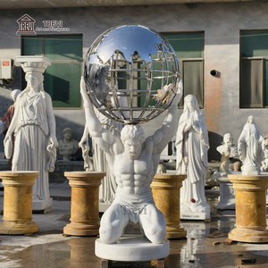 Statue d'Atlas en marbre TREVI, taille réelle, sculptée à <span class=keywords><strong>la</strong></span> main, pierre blanche naturelle, sculpture de <span class=keywords><strong>la</strong></span> <span class=keywords><strong>mythologie</strong></span> <span class=keywords><strong>grecque</strong></span> pour <span class=keywords><strong>la</strong></span> décoration de jardin - Product Image 2