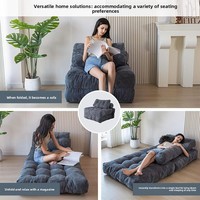 Fauteuil de relaxation compressible moderne et minimaliste en velours côtelé, pliable, confortable, pour le sol ou la chambre, livré en sac sous vide
