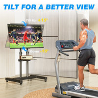 Rak TV Mobile Steel untuk TV 40"-83" Beban 110LBS VESA 600x400mm Penyesuaian Tinggi 18-Level 15 Roda yang Dapat Dikunci dan Ditekuk Modern