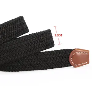 Women/Men's Knitted Sports Elastic Belt With Metal Buckle Woven Stretch And Braided Design