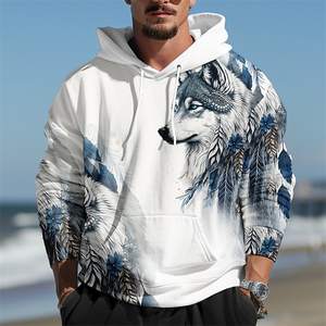 Fitspi vente en gros automne hommes 3d imprimé Animal sweats à capuche mode rue à manches longues sweat ample surdimensionné hommes vêtements - Product Image 4