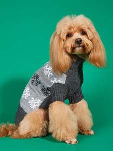 Nuevo suéter ecológico de poliéster XL para mascotas con Cuello medio alto tejido gris-marrón sólido <span class=keywords><strong>Golden</strong></span> Retriever Teddy <span class=keywords><strong>Chihuahua</strong></span> - Product Image 4