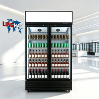 Enfriador de Botellas de Cerveza Vertical Comercial de Gran Capacidad, Enfriador de Aire, Control de Temperatura Mecánico, Estantes Ajustables LED, Acero Inoxidable
