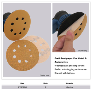 กระดาษทรายแบบมีแถบตีนตุ๊กแก ขนาด 5 นิ้ว 125 มม. 8 รู สีทอง สำหรับขัดแห้งหรือขัดเปียก ใช้กับโลหะ ไม้ และงานขัดเงา<span class=keywords><strong>รถ</strong></span>ยนต์ - Product Image 4
