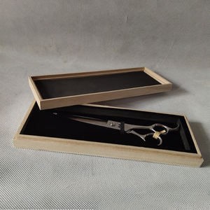 Caja de tijera de madera estrecha y larga, tapa izquierda Natural para regalo de peluquería - Product Image 4