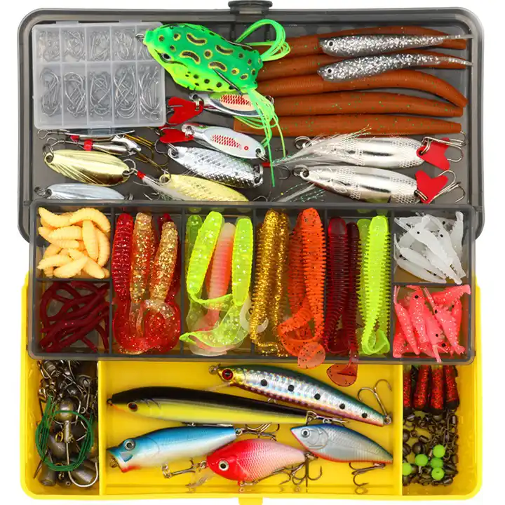304pcs/set Fishing Tackle Box Hard Soft