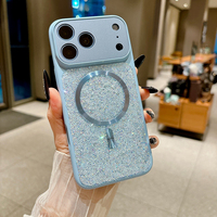 Coque de téléphone magnétique antichoc brillante effet diamant fantaisie pour iPhone 18 Pro Max 17 Pro 15 16, avec protection caméra et paillettes scintillantes