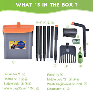 Recogedor de Excrementos OKKiHOME con Contenedor Giratorio Grande y Rastrillo, Mango Largo con Tapa para Jardín, Césped y Grava, para Perros Grandes y Pequeños - Product Image 6