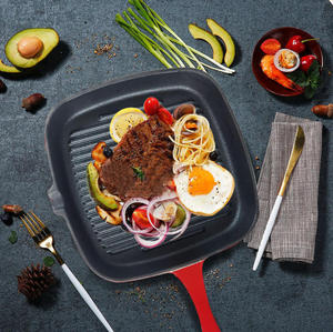 Wajan Panggang Steak Anti Lengket Modern untuk Kompor Gas, Wajan Besi Logam, Wok, Piring Steak Anti Lengket, Griddle - Product Image 4