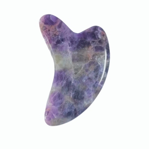 Healing Amethyst Heart Dolphin Gua Sha Scraper Third Eye Chakra Facial <b>Massage</b> Stone for Stress Relief - Product Image 6