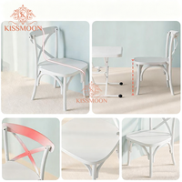 Chaises de mariage en plastique à dossier croisé, empilables, blanches, pour enfants, pour les fêtes d'enfants, pour les anniversaires