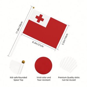 Wholesale Polyester Hand Waved Mini <b>Flag</b> Tonga Handheld Stick <b>Flag</b> - Product Image 4