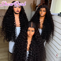 Perruque brésilienne naturelle en cheveux humains vierges, bouclée profonde, indienne, 13x6, sans colle, avec dentelle frontale HD complète
