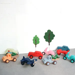 PAISEN Silicone Custom Boy Girl Mini Small Vehicles Truck Motor Ambulance Plane Car Wheel Toy Set For Child Baby Sensory Toys