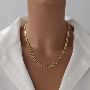 Kalung Rantai <span class=keywords><strong>Curb</strong></span> <span class=keywords><strong>Link</strong></span> Kuba Wanita, Potongan Berlian Emas untuk Perempuan - Product Image 2