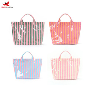 Wholesale Custom <b>Waterproof</b> Durable <b>Beach</b> <b>Bag</b> Summer Striped Colorful Canvas Travel Lady Shopping <b>Bag</b> RTS Bulk Mixed Order - Product Image 1
