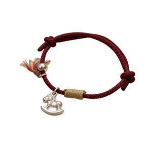 999 Pure Silver Horse Charm Woven <b>Bracelet</b> For Women Lucky Red <b>Rope</b> Everyday Wear Chinese Style Jewelry - Product Image 5