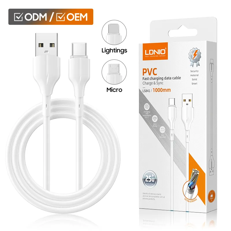 LDNIO LS841 phone rios para celulares tipi c mikro usb kablo hızlı şarj veri kablosu telefon şarj veri usb c için xiaomi