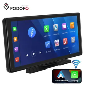 Podofo Portable Wireless Carplay & Android Auto Car Radio Autoradio 10.36" Touch Screen GPS BT Smart Car Stereo Screen PND