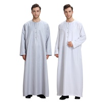 Abaya musulmane pour homme 100% polyester, robe Jubba brodée omanaise, vêtements islamiques pour le Ramadan, taille plus pour adultes