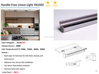 Profilé LED encastré pour armoire suspendue sous comptoir, noir translucide, anti-éblouissement, lumière linéaire YB1042-32