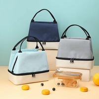 Nouvelle mode, sac isotherme à double couche de grande capacité, sac à lunch portable imperméable en aluminium, sac à pique-nique à main