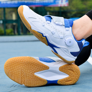 Zapatos de bádminton profesionales con hebilla giratoria, unisex, de cuero, transpirables, deportivos, antideslizantes y duraderos, para otoño y primavera - Product Image 4