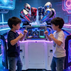 Machine d'arcade de combat robotisé interactive à télécommande, avec robots humanoïdes RC à commande par jetons, pour attaques rotatives et combats de boxe - Product Image 2