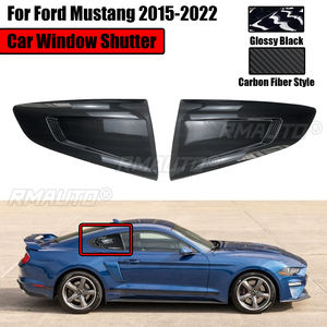 6PCS 2015-2022 para Ford Mustang, cubierta de rejilla para ventana trasera, embellecedor de ventilación, decoración estilo fibra de carbono, negro brillante - Product Image 1