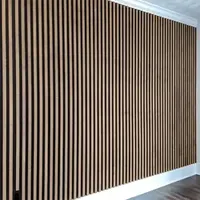 60*60cm Moderne Noyer Chêne Teck MDF Polyester Fibre Bois Latte Absorbant Plaque Insonorisée Suppression Du Bruit Texturé Acoustique