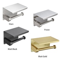 Porte-papier toilette en acier inoxydable SUS304 avec étagère pour téléphone, support mural pour rouleau de papier toilette avec rangement