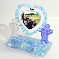 DM756 Moule en Silicone Cœur d'Amour Cupidon pour Cadre Photo en Résine Époxy, Bricolage Affichage Photo Personnalisé Souvenir pour Artisanat Décoratif