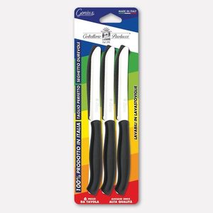 Set di 6 Coltelli da Tavola Genius 11 Cm, Lama Seghettata in Acciaio Inox con Manico Nero, Made in Italy - Product Image 1