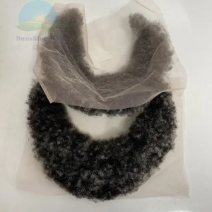 Crochet à main 100% vrais cheveux humains indiens pleine dentelle fausse moustache 4mm <span class=keywords><strong>Afro</strong></span> Kinky Curl 1b20 homme <span class=keywords><strong>barbe</strong></span> couleur grise - Product Image 3