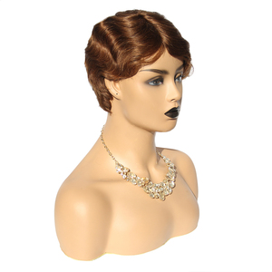 Venta al por mayor de peluca corta tipo <span class=keywords><strong>bob</strong></span> de cabello humano Remy brasileño 100% para rizos, hecha a máquina, sin encaje, con encaje transparente - Product Image 5