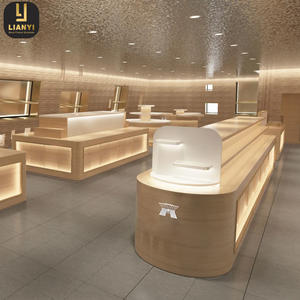 Comptoir d'exposition de style bois sur mesure pour musée, vitrines créatives pour magasin avec éclairage LED, vitrines de musée en bois avec tiroirs - Product Image 4