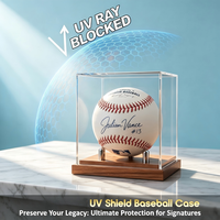 Vitrine en bois pour balle de baseball, boîte en acrylique transparente avec protection UV à 93,8 %, support transparent pour balle de baseball avec base en bois