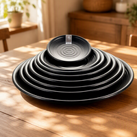 Assiettes noires incassables en mélamine pour Restaurant Buffet japonais