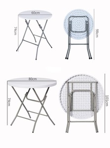 Portable Outdoor Furniture 80cm White Round Plastic <b>Foldable</b> Catering Bbq Camping Picnic Folding <b>Table</b> - Product Image 5